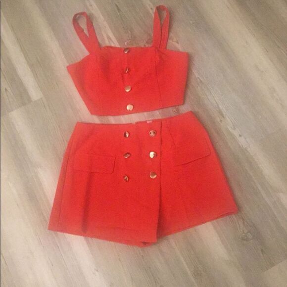 NWT~Button Front Crop Cami Top & Skort Set Sz L - Picture 4 of 5